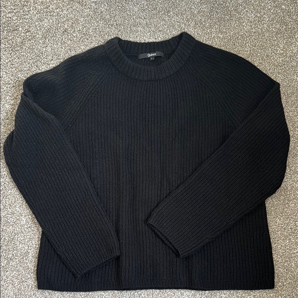 Quince Cashmere Fisherman Women’s Black Sweater